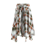 MARBELL Multicolor Linen Midi Skirt