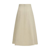 P.A.R.O.S.H. Beige Linen Midi Skirt