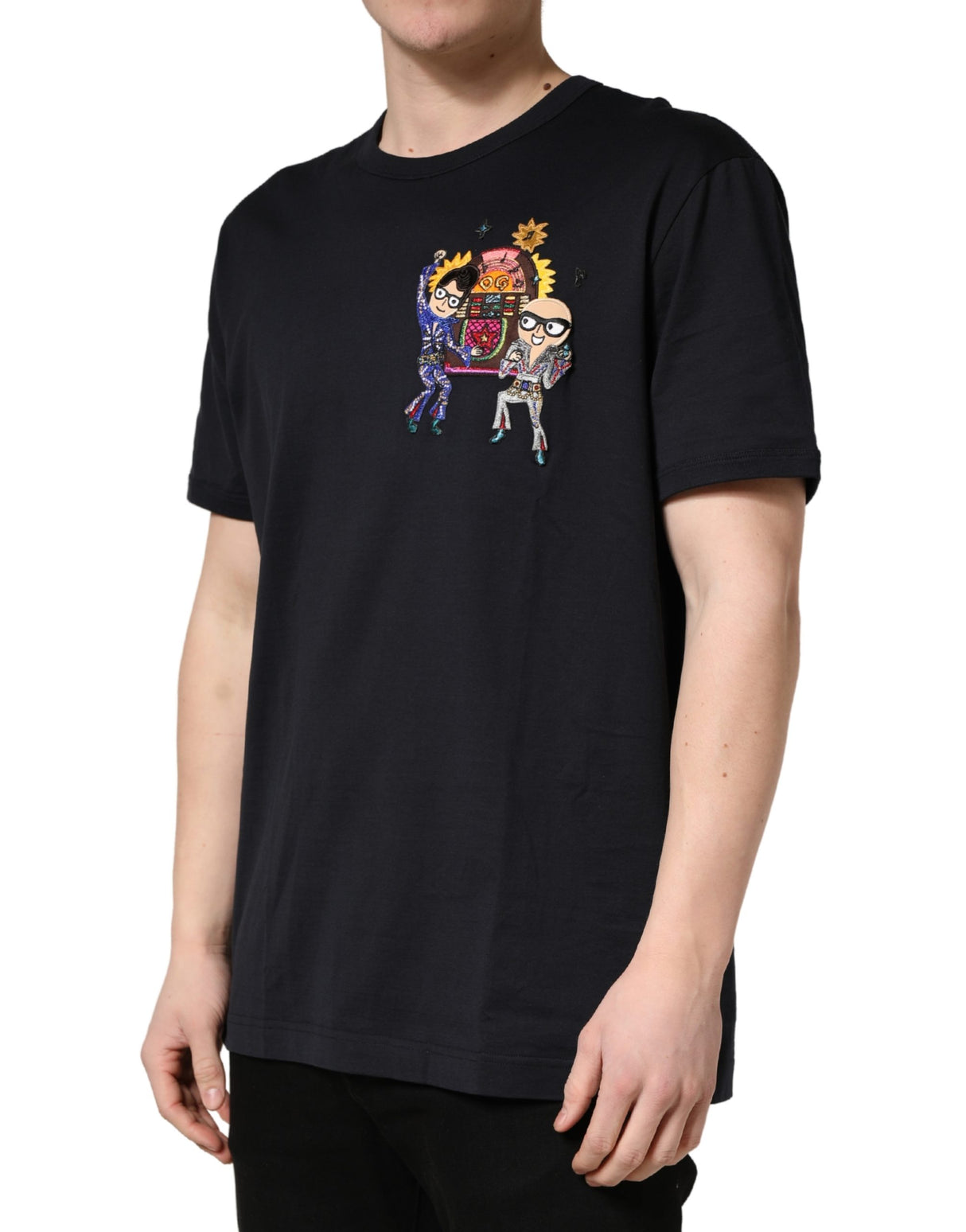 Dolce & Gabbana Black #DGFAMILY Patch Men Crew Neck T-shirt