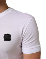 Dolce & Gabbana White Logo Patch Cotton Crew Neck T-shirt