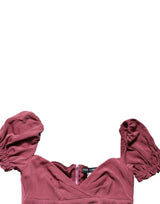 Dolce & Gabbana Maroon Silk Sweetheart Sheath Midi Dress