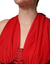 Dolce & Gabbana Red Halter Corset Sleeveless Sheath  Dress