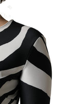 Dolce & Gabbana Black White Polyester Zebra Pattern Jumpsuit