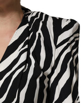 Dolce & Gabbana Black White Viscose Zebra Pattern Jumpsuit