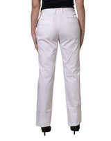 GF Ferre White Mid Waist Straight Chino Women Trouser Pants