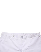 GF Ferre White Mid Waist Straight Chino Women Trouser Pants