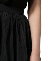 MSGM Black High Waist Pleated A-line Long Maxi Women Skirt