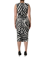 Dolce & Gabbana Black White Zebra Cady Calf Length Dress
