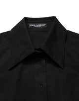 Dolce & Gabbana Black Cotton Sleeveless Collared Blouse Top