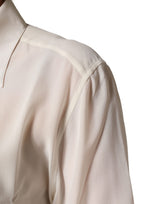 Dolce & Gabbana Off White Collared Long Sleeves Blouse Top