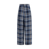 MARBELL Blue Linen Casual Pants