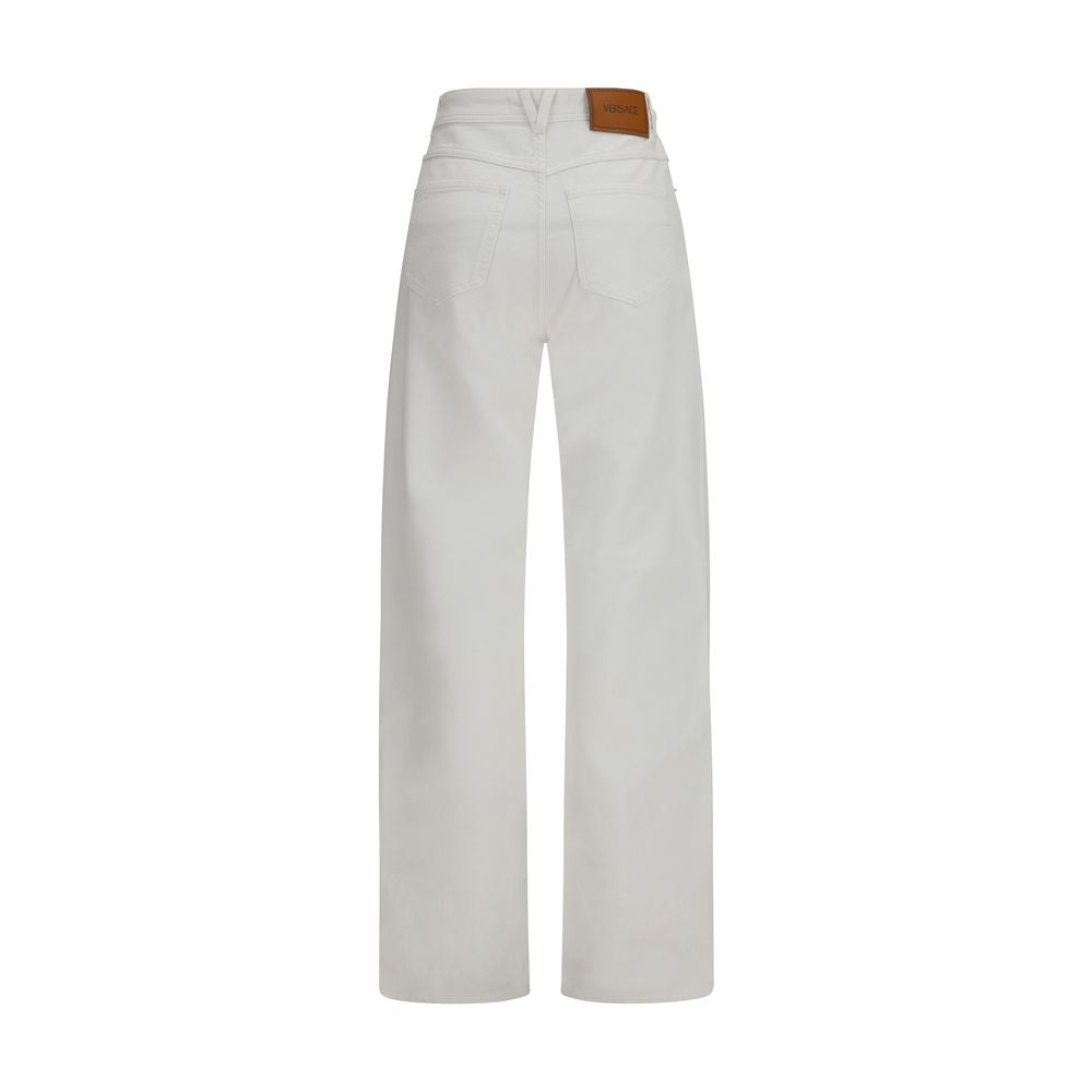 Versace White Cotton Straight-Leg Jeans