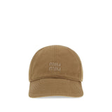 Miu Miu Beige Cotton Cap (Baseball Hat)