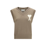 Ami Paris Beige Fleece Wool Sleeveles Sweater