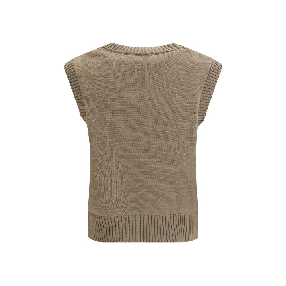Ami Paris Beige Fleece Wool Sleeveles Sweater