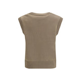 Ami Paris Beige Fleece Wool Sleeveles Sweater