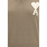 Ami Paris Beige Fleece Wool Sleeveles Sweater