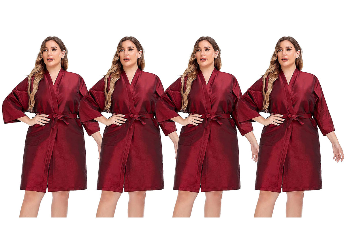 PERFEHAIR Salon Client Gown Cape Pack of 4 Hairdressing Robes Smock for Hair Stylist to Hair Cutting Hair Coloring Makeup-Red