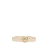 PINKO Beige Calf Leather Bos Taurus Regular Belt