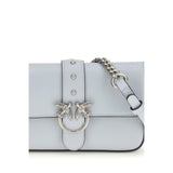PINKO Blue Calf Leather Bos Taurus Shoulder Bag