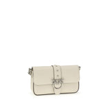 PINKO White Calf Leather Bos Taurus Shoulder Bag
