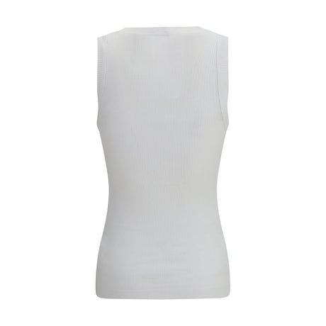 Brunello Cucinelli White Cotton Sleeveles T-Shirt