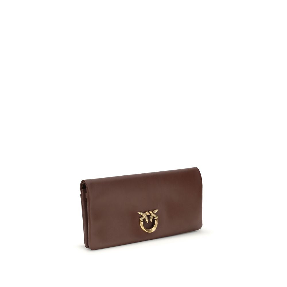 PINKO Bordeaux Calf Leather Bos Taurus Clutch Bag