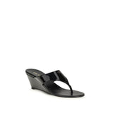 Prada Black Calf Leather Bos Taurus Wedge Sandals