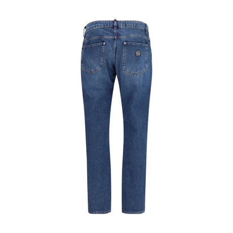 Philipp Plein Blue Cotton Straight-Leg Jeans