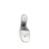 Amina Muaddi Silver Pvc Stiletto Heel Sandals