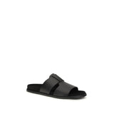 Dolce & Gabbana Black Calf Leather Bos Taurus Sandals