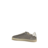 Brunello Cucinelli Gray Calf Leather Bos Taurus Low Top Sneakers