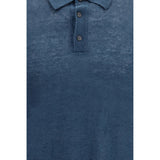 Roberto Collina Blue Linen Polo Shirt