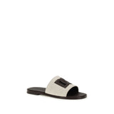 Dolce & Gabbana Beige Calf Leather Bos Taurus Flat Sandals