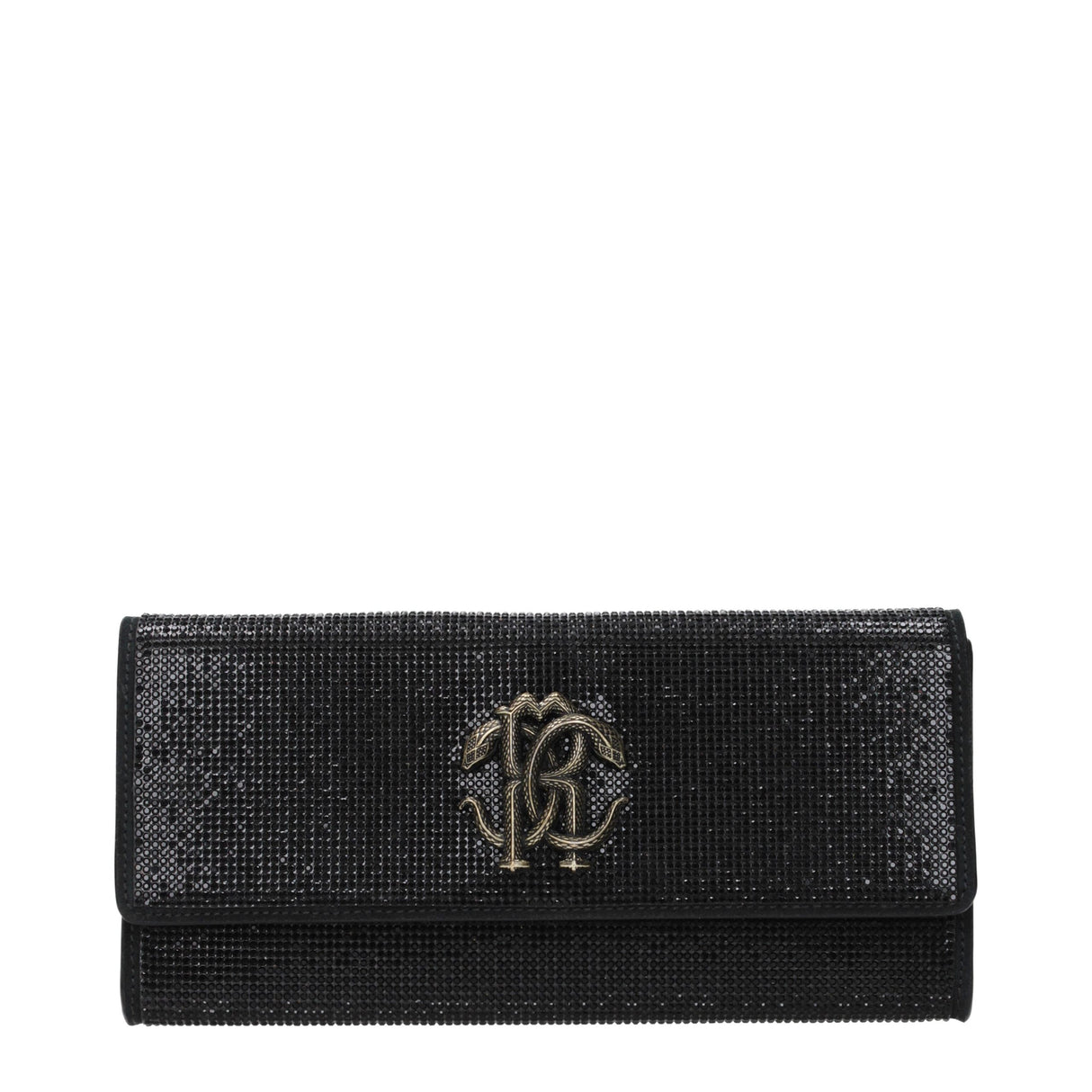Roberto Cavalli Black Leather Clutch Bag