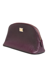 Dolce & Gabbana Dark Purple Leather DG Logo Zip Around Hand Purse Wallet