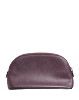 Dolce & Gabbana Dark Purple Leather DG Logo Zip Around Hand Purse Wallet