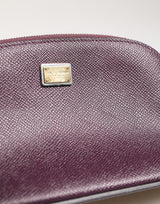 Dolce & Gabbana Dark Purple Leather DG Logo Zip Around Hand Purse Wallet