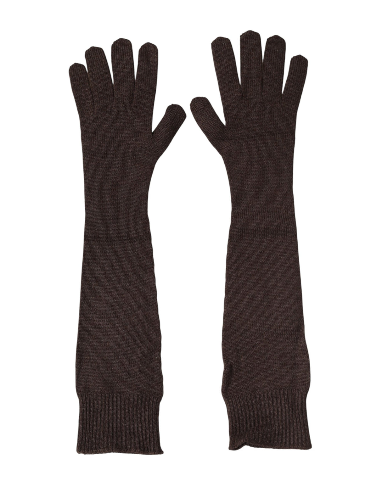 Dolce & Gabbana Brown Cashmere Knitted Elbow Length Mitten Gloves
