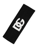 Dolce & Gabbana Men Black White Cashmere Logo Head Band Hat