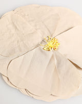 Dolce & Gabbana Beige Floral Motif Silk Blend Poplin Fabric Pin  Brooch