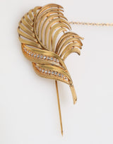 Dolce & Gabbana Gold Sterling Silver925 Leaf Embellished Lapel Pin Brooch