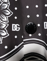Dolce & Gabbana Black White BandanaPrint Men Bomber  Jacket