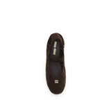 Miu Miu Brown Calf Leather Bos Taurus Ballet Flats