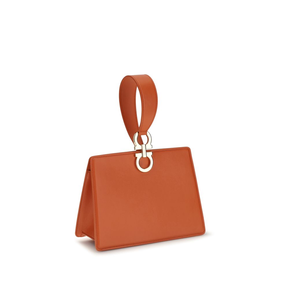 Ferragamo Orange Calf Leather Bos Taurus Clutch Bag