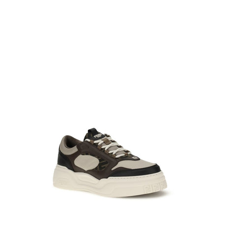 Fendi Black Calf Leather Bos Taurus Chunky Sneakers