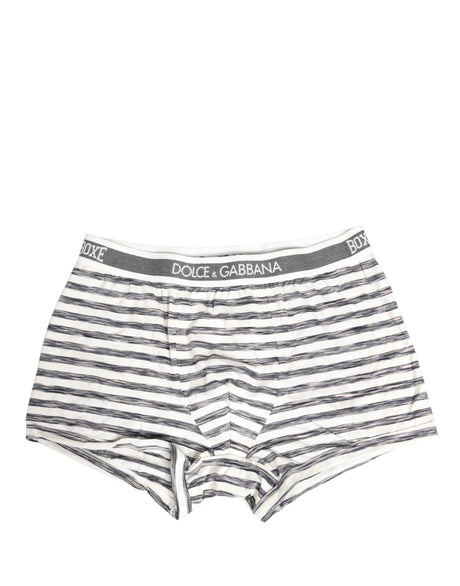 Dolce & Gabbana Gray White Stripes Men Regular Boxer Underwear