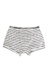 Dolce & Gabbana Gray White Stripes Men Regular Boxer Underwear