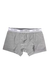 Dolce & Gabbana Gray Logo Waistband Cotton Men Boxer Underwear