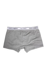Dolce & Gabbana Gray Logo Waistband Cotton Men Boxer Underwear